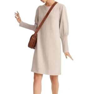 J. Crew Original Cotton Terry Puff-sleeve Sweatshirt Dress Pink Size XS NEW